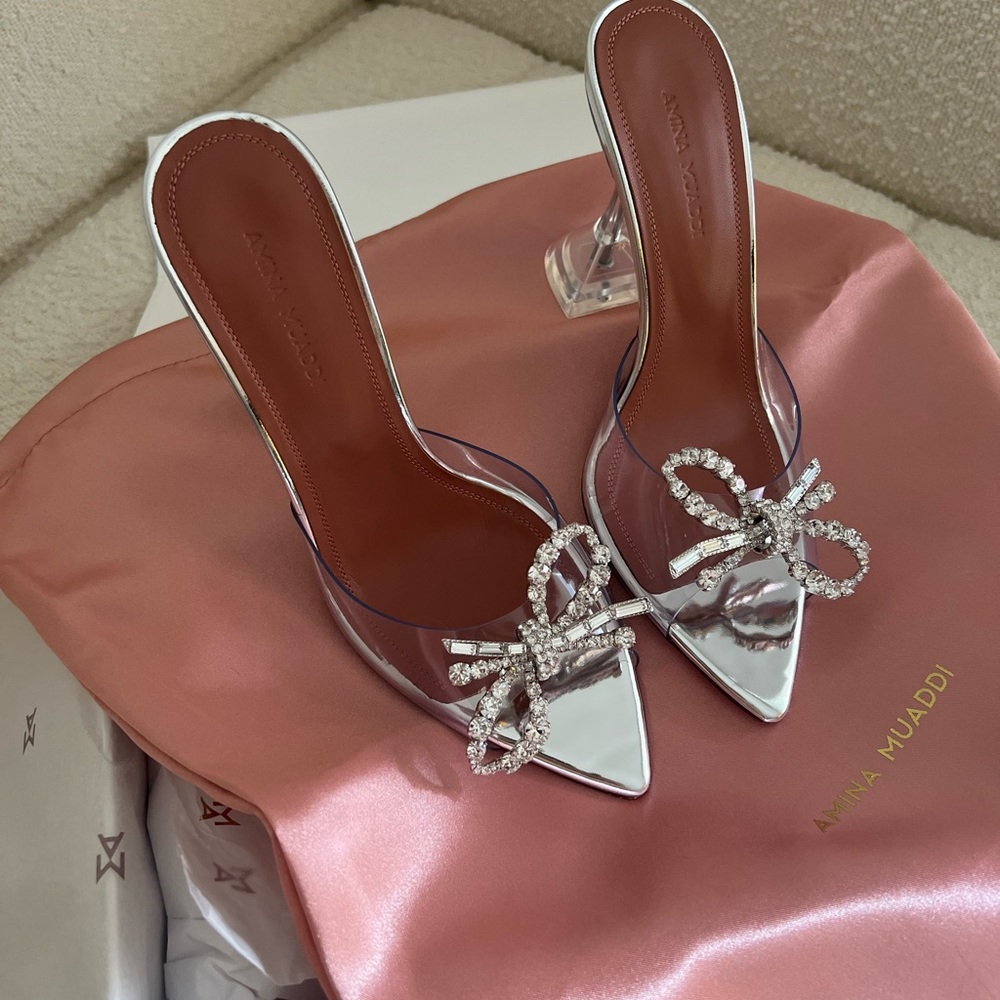 Amina Muaddi Rosie sandals bow